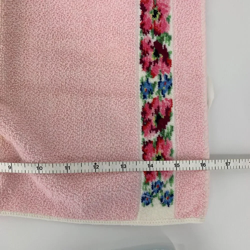 Vintage Hand Towels LOT of 2 Pink and Blue with Floral Cottagecore